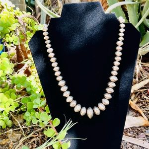 Vintage Sterling Silver Navajo Pearl Necklace